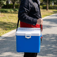 Cool Box with Ice Bucket for Food Storage, Handheld Picnic Bag for Cold Storage, 4.5L Insulated Box with Latch, PU Insulation for Adult Men