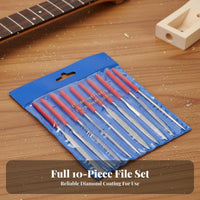 10 Pieces Multi-Functional Guitar Fret Polishing Files Includes Storage Pouch Guitar Nut File Set Comfortable Grip for Workshop, Home Studio