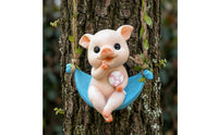 Pig Swing Ornament Rope Hanger Resin Pig Swing Statue Cute Glossy for Garden, Porch