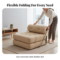 Space-Saving Fold-out Sleeper Chair High-Density Foam Pull-out Armchair Bed Lightweight Convertible Seating Modular for Apartment Dwellers, Guests, Students, Small Areas, Living Room, Bedroom