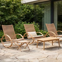 Outdoor Rattan Wicker Rocking Chair with Ottoman or Table for Garden Patio Balcony
