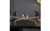 Thinker Statue with Crystal Ball Artistic Metal Figurine with Crystal Ball Sculptural Thinker Statue for Art Lovers
