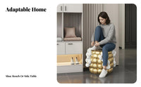 Light Luxury Design Corn Cob Ottoman Multi-Functional Shoe Changing Bench Space-Saving Footstool Sturdy Build for Decor lovers, Homeowners, Entrypath, Living Room, Bedroom, Dormitory
