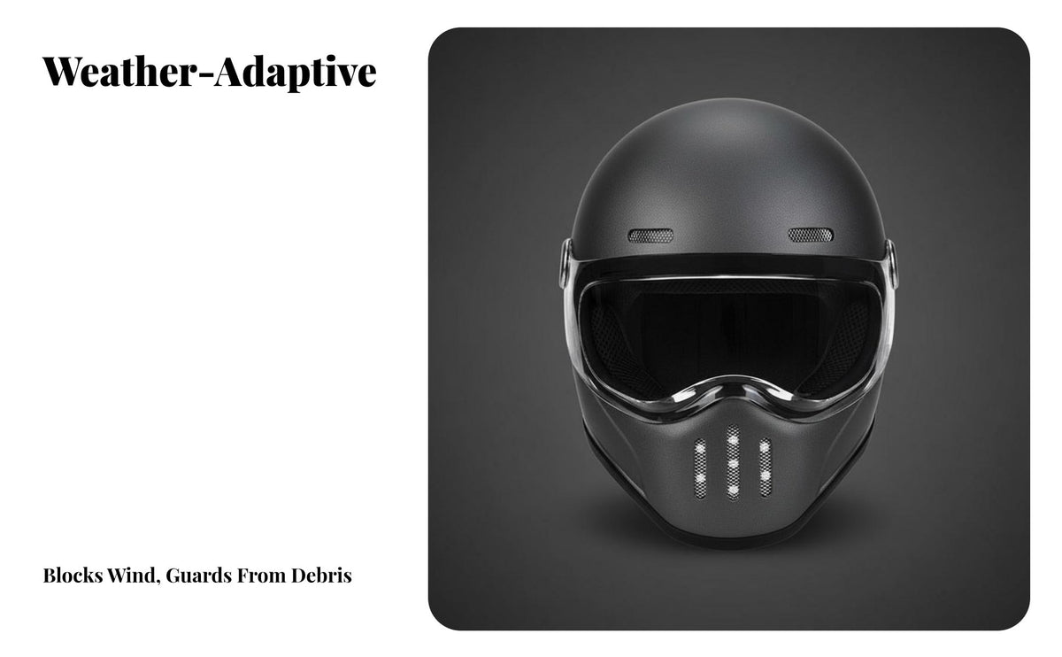 Shock Resistant Retro Full-Face Helmet Removable Washable Liner Carbon Fiber Motorcycle Helmet Breathable Safety Gear Quick Release Buckle for Cruiser Riders, Men, Women, Autumn Winter Riding, Daily Commute
