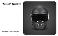 Shock Resistant Retro Full-Face Helmet Removable Washable Liner Carbon Fiber Motorcycle Helmet Breathable Safety Gear Quick Release Buckle for Cruiser Riders, Men, Women, Autumn Winter Riding, Daily Commute