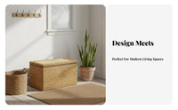 Sturdy Construction Woven Storage Stool Long-Lasting Frame Footstool Multi-Functional Design Household Furniture Washable Liner for Families, Homeowners, Students, Entryway, Living Room, Bedroom, Balcony