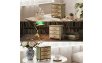 Tiny Hardwood Storage Drawers Vintage Tabletop Chest of Drawers Floral Desk Drawer Organizer for Collectors, Vanity, Bedside Table