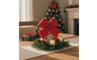 Christmas Bow with Spring Base Three-Dimensional Standing Bow Ornament Holiday Decoration Upright Spiral for Tabletop, Mantel