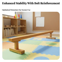 Formaldehyde-Safe Wooden Balance Beam Long-Lasting Thickened Design Kids Balance Beam Natural Timber Wood Single Board Bridge Polished Surface for Children, Preschoolers, Toddlers, Kindergarten, Playroom