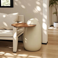 Side Table with Storage Fully Assembled Oval Side Table Modern Nightstand for Living Room, Bedroom, Reading Corner