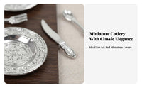 4 Pieces Miniature Plate and Cutlery Set DIY Craft Accessory Miniature Plates and Shiny Ware Set Realistic Design Hobby Supply for Hobbyists, Dioramas