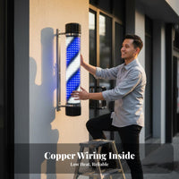 LED Barber Pole Classic Design LED Barber Shop Sign Waterproof Rotating Salon Light for Outdoor, Storefront