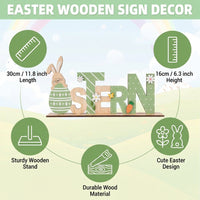 Wooden Easter Decoration Sign, Freestanding Lettering Stand with Bunny and Egg, Rustic Spring Table Centrepiece for Home, Mantelpiece, Windowsill & Seasonal Party