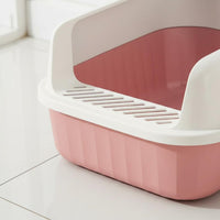 Extra Large Space Cat Litter Box Anti-Splashing Semi-Enclosed Litter Pan Easy Cleaning High-Sided Cat Toilet Detachable Design for Kittens, Short-Legged Cats