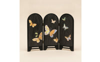 Arched Hinged Tabletop Screen Wood-Grain Decorative Screen with Panels Compact Decor Vintage-Style for Entryway