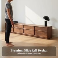 Solid Wood TV Console Italian Light Elegant Design Black Walnut Entertainment Center Construction Floor Standing TV Cabinet for Home Theater