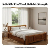 No Box Coil Needed Solid Wood Storage Bed Heavy Duty Chinese Design Platform Bed Modern Design Bedroom Furniture for Hotel Owners, Homeowners, Apartment Dwellers, Homestay, Guest Room