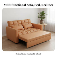 Space-Saving Sleeper Sofa Steel Frame Pull-out Sofa Bed Adjustable Backrest Pull out Couch Bed for Guests, Small Areas, Office, Apartment