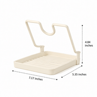 Carbon Steel Pot Lid Holder, Single Layer Countertop Lid Rack with Drip Tray, Space Saving Kitchen Organiser