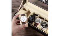 Transparent Window Watch Display Box Luxury Look Leather Watch Box Velvet Lined Storage Furniture Soft Cushion Slots for Gift Packaging