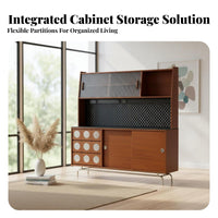 Nordic design Tall Sideboard with Hutch centuryera Modern Storage Furniture Japanese Design Display Cabinet Multi-Functional for Families, Homeowners, Renters, Dining Room, Kitchen