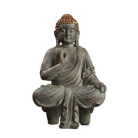 Seated Buddha Statue Antique Finish Buddha Figurine Textured Hair