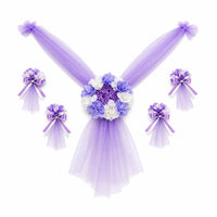 Transparent Tulle Wedding Car Decoration Kit V-Shaped Drape Wedding Car Decoration Set Butterfly-Style Flowers Flower Hood Garland Kit Windshield Strip