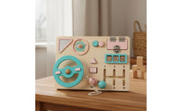 Early Education Child-Centered Driving Simulator Hands-On Learning Wooden Steering Wheel Toy Develops Fine Movement Skills for Preschoolers, Toddlers, Travel