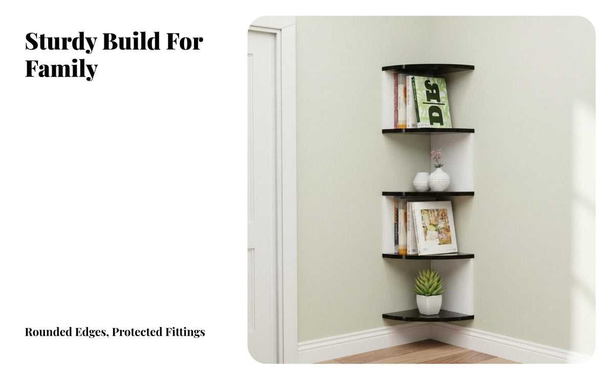 Space-Saving Alternating Corner Shelf Easy Installation Alternating Corner Single Unit Decorative Household Storage Stable for Renters, Homeowners, Students, Bedroom, Living Room, Bathroom, Home Office