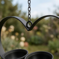 Chain Hung Double Bowl Bird Feeder Hook Top Outdoor Decor Decorative