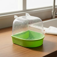 Large Space Transparent Bird Bathing Tub Easy Installation Splash Proof Bird Shower Thickened Material Covered Parrot Bath