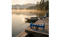 Raised Side Arms Fishing Rod Holder Head Blue Coated Ground Stake Rod Holder Head Ridged Center Ground Fishing Pole Stand Threaded Connector