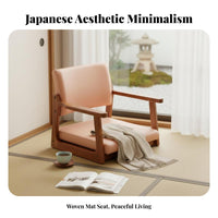 Back Support Japanese Zaisu Chair Space-Saving Legless Armchair Removable Cushion Tatami Seat Lightweight for People Who Enjoy Floor Living, Fans of Minimalist Decor, Bay Window, Bedroom, Tea Room, Meditation