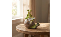 Miniature Frog Statue with Ladybug Micro-Landscape Resin Frog Glossy Plant Pot Hanger Decorative for Terrariums