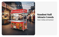 Street Vending Cart Multi-Functional Foldable Snack Stall With Wheels Street Mobile Vending Unit for Small Business Owners, Entrepreneurs