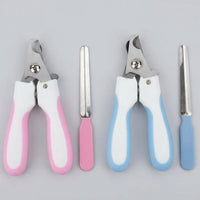 Nail Clippers and Nail File for Dog Grooming, Stainless Steel Cat Nail Clippers with Safety Guard, Non Slip Ergonomic Handle, 2 Piece Pack