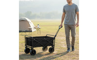 Large Capacity Foldable Camping Wagon 360° Rotating Wheels Collapsible Utility Wagon Waterproof Material Heavy Duty Garden Wagon for Gardeners, Shopping