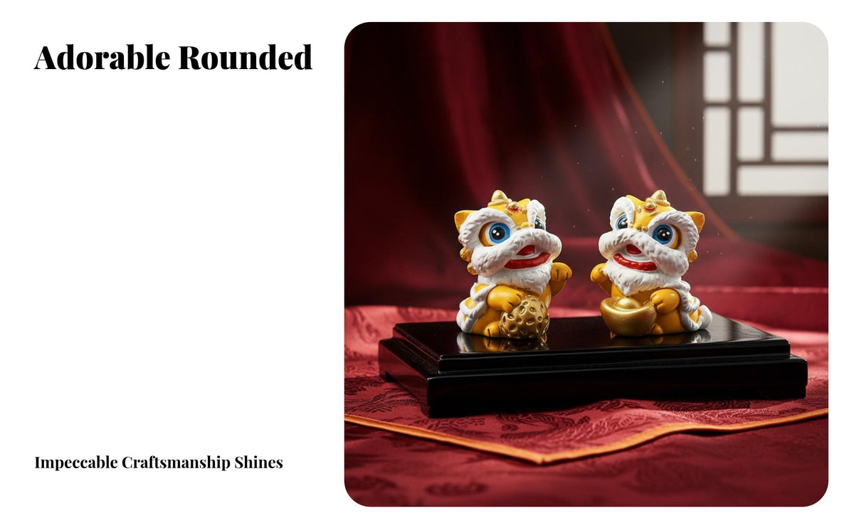 Chinese Protector Lion Figurine Feng Shui Wealth Luck Lion Statue Housewarming Gift Foo Dog Statue for Collectors, Office, Tea Room, Home Entrance