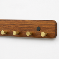 3 Hooks Key Holder Wall Mount, Wooden Wall Mounted Coat Rack, Dark Wood Grain Chinese Trend Coat Hooks, Hat Rack for Mudrooms & Entryways