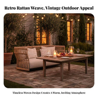 Woven Sofa and Armchair set Vintage & design outdoor seating set water-resistant Outdoor Furnishing for Families, guest accommodation Professionals, Garden, Villa, Backyard