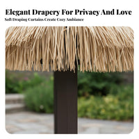 Thatched Roof Gazebo Rainproof Four-Corner Sun Cover Rustic Design Square Patio Canopy for Event Planners, Business Owners, Courtyard, Backyard, Deck