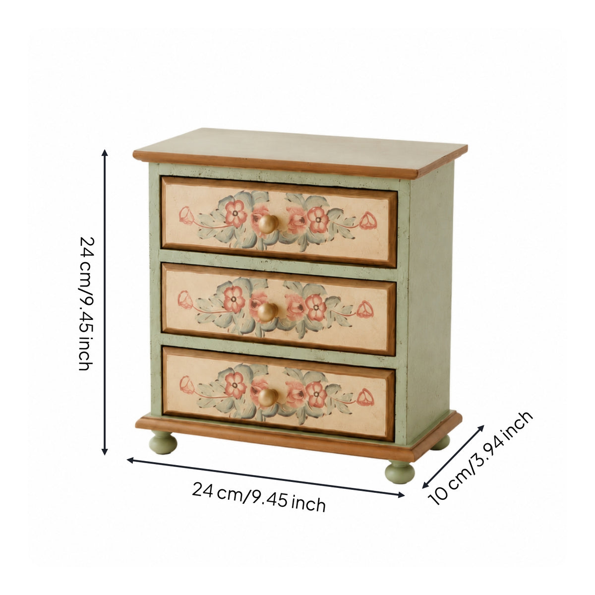 Tabletop Storage Cabinet Vintage Desktop Organizer Tabletop Cabinet Hand-Painted Drawer Organizer Compact for Women, Vanity