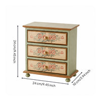 Tabletop Storage Cabinet Vintage Desktop Organizer Tabletop Cabinet Hand-Painted Drawer Organizer Compact for Women, Vanity