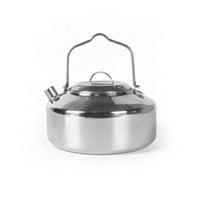 Folding Handle Stainless Steel Camping Kettle Sturdy 1L Stainless Steel Kettle Easy to Clean Outdoor Tea Pot Open Fire-Safe for Fishing