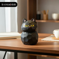 Versatile Placement Resin Cat Figurine Original Design Wood Carving Design Cat Statue Funny & Playful for Collectors, Desktop, Bookshelf