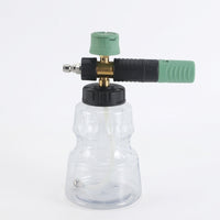 Soap Dispenser for Car Wash with Copper Fittings, Car Detailing Foam Sprayer for Car Washing, Stainless Steel Foam Lance, Green Ribbed Bottle