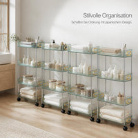 Multi-layer PET Desktop Storage Rack with Wheels for Cosmetics and Sundries
