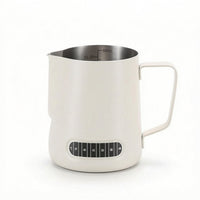 Milk Frothing Cup with Scale Flat Base Steaming Pitcher with Temperature Label