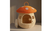 Spore-Themed Pet Shelter House Enclosed woven Pet House Dome-Shaped Feline Hideaway for Indoor