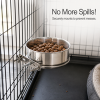 Pet Stainless Steel Hanging Bowl for Cages - Anti-Tip Food and Water Feeder